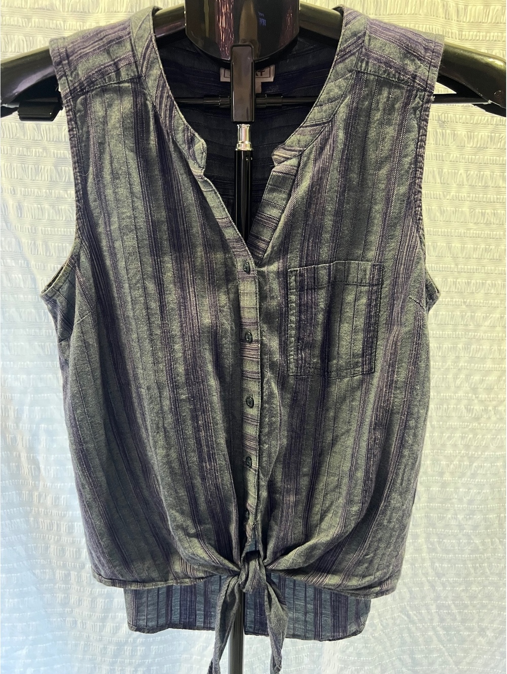 Ariat S/P Striped Sleeveless Tie-Front Button-Up Top